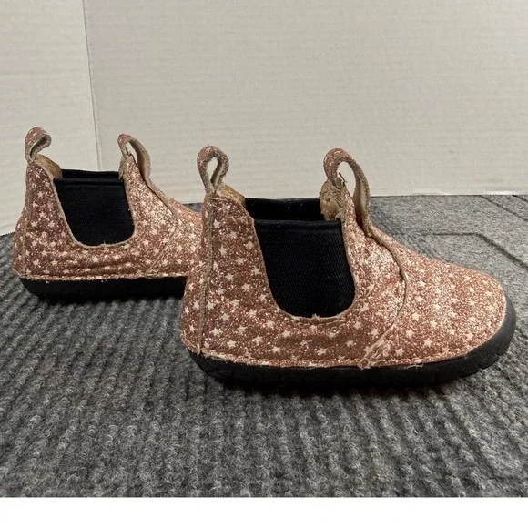 Old Soles Twinkle Rose Gold Glitter Star Baby Boots Chelsea Shoes AUS 3 US 4