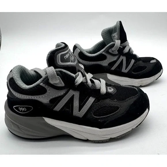 New Balance 990v6 Kids Black Gray Running Shoes IC990BK6 US 8C Toddler