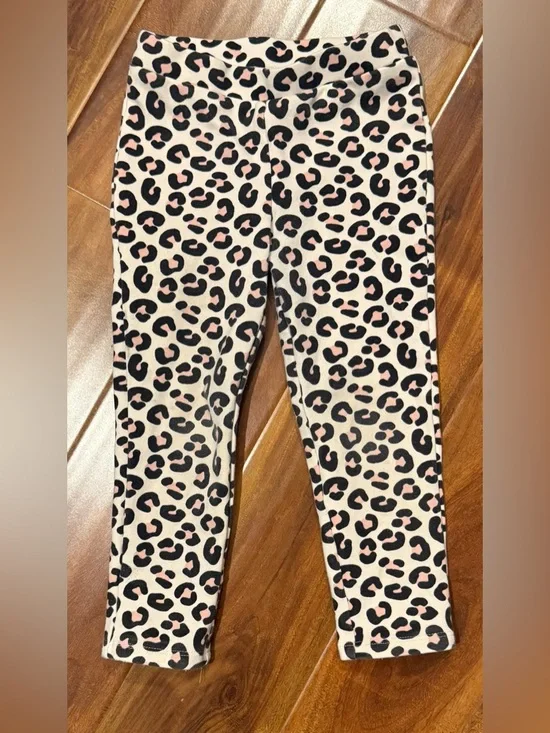 Gymboree Cream Leggings with Black and Pink Leopard Spots