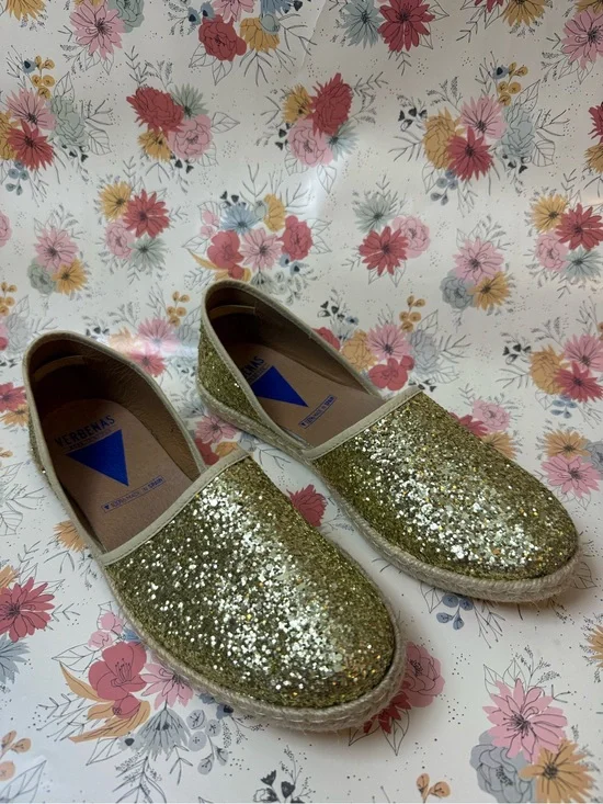 Verbenas Gold Glitter Espadrille Flats