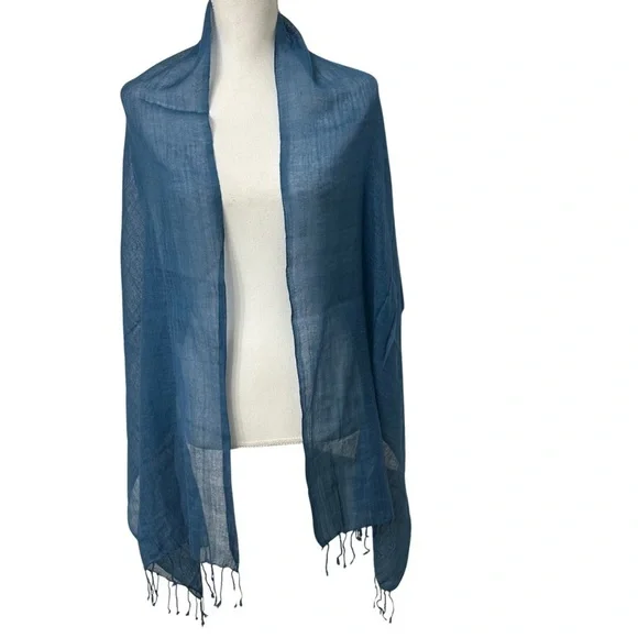 World Market 100% Wool Lightweight Scarf Blue