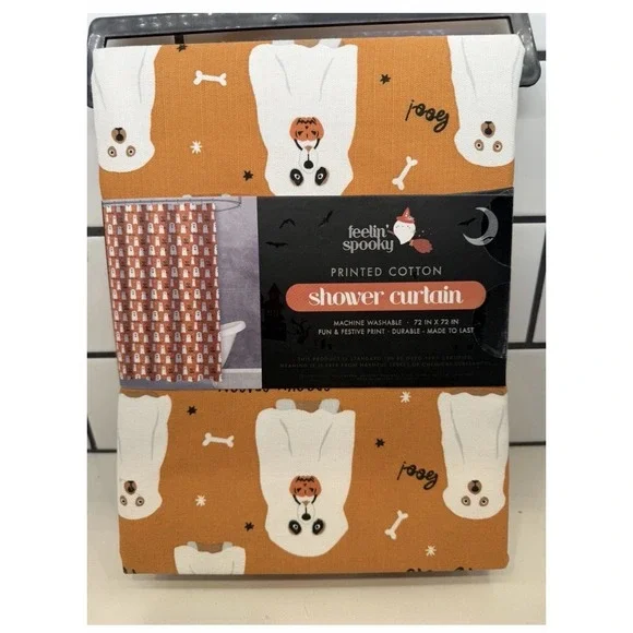 Feelin Spooky Home Dog Parade Shower Curtain Halloween 72
