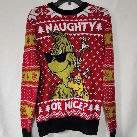 The Grinch Naught or nice men's small sweater