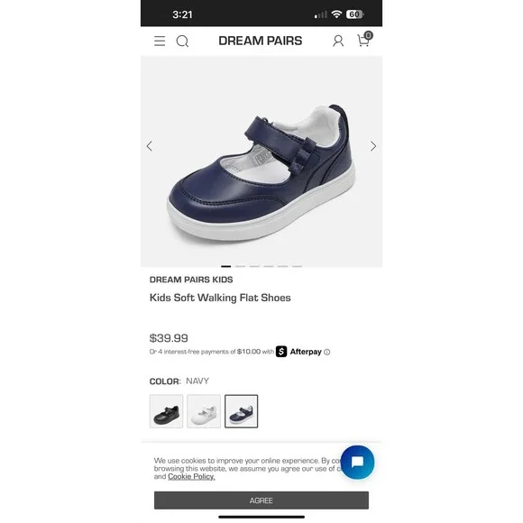 Navy blue Kids Soft Walking Flat Shoes girls size 13