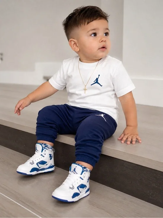 Nike Jordan Baby Toddler High Top Sneakers White Blue Size 6C