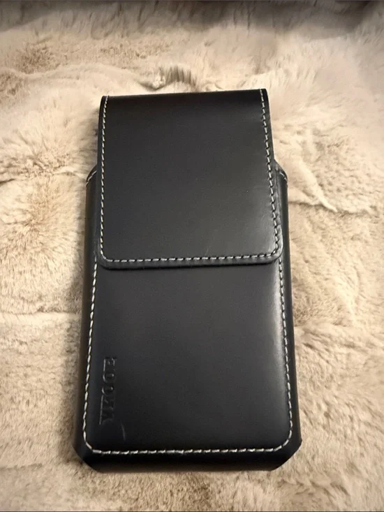 Black Leather Phone Holster Case with Belt Clip