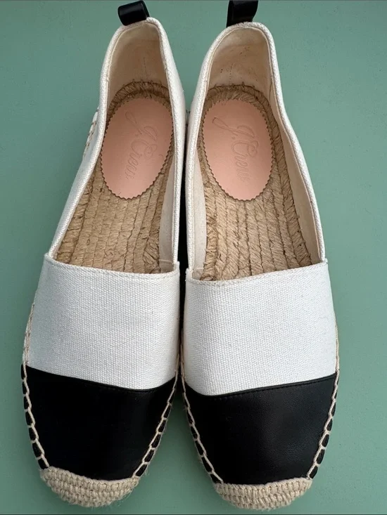 J.Crew Women’s Two-Tone Espadrille Flats in White and Black