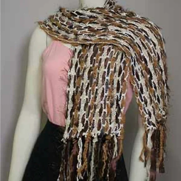 Chic Brown and Cream Woven Scarf