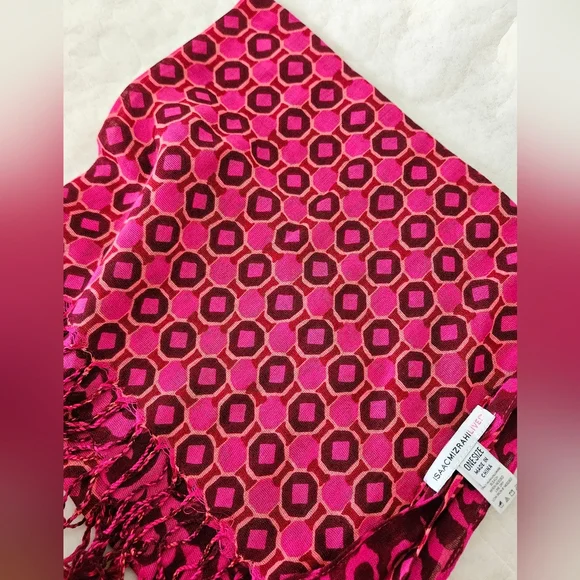 Isaac Mizrahi Scarf Mixed Pattern Fuscia Black Long NWOT