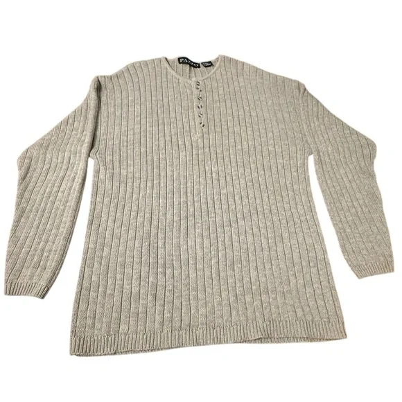 Pazzo Chunky Pullover Sweater Vintage Mens XL Ramie Cotton Henley Fisherman