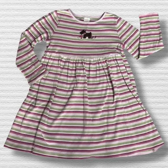 Gymboree  07’ 08’ Pink Striped Dog Dress Size 7 Vintage
