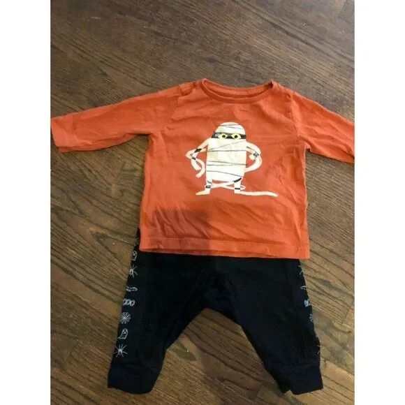 gymboree Boys size 6-12 month orange mummy halloween outfit
