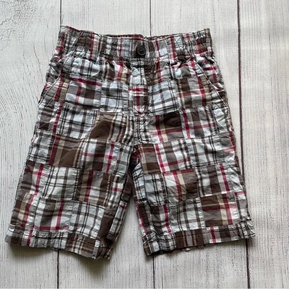 Gymboree Brown & Red Plaid Shorts Size 7