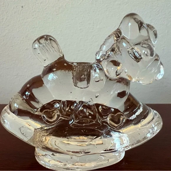 Vintage First Birthday Glass‎ Rocking Horse Candle Holder