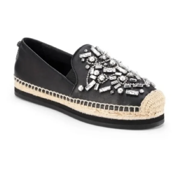 BOTKIER NEW YORK SLOAN BLACK ESPADRILLES WITH GEMS SIZE 6 1/2