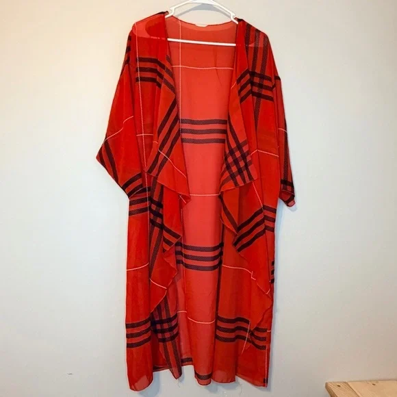 LuLaRoe Vibrant Red Checkered Wrap