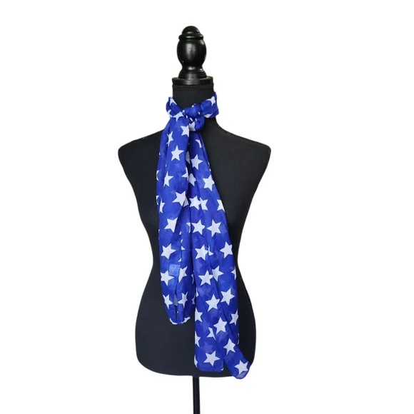 Greenbrier International Blue White Star Print Scarf