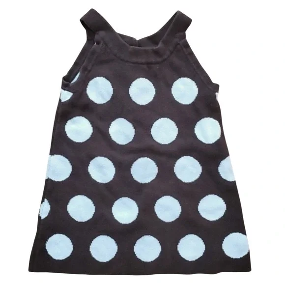 Gymboree Girls‎ Brown Halter Blue Polka Dot Knit Sweater Dress Size 12-18M