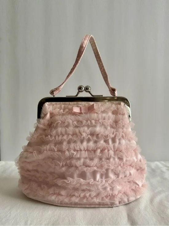 Vintage Gymboree Light Pink Ruffle Frame Purse