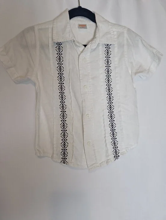 Gymboree Boys Guayabera Linen Cotton Button Down Short Sleeve