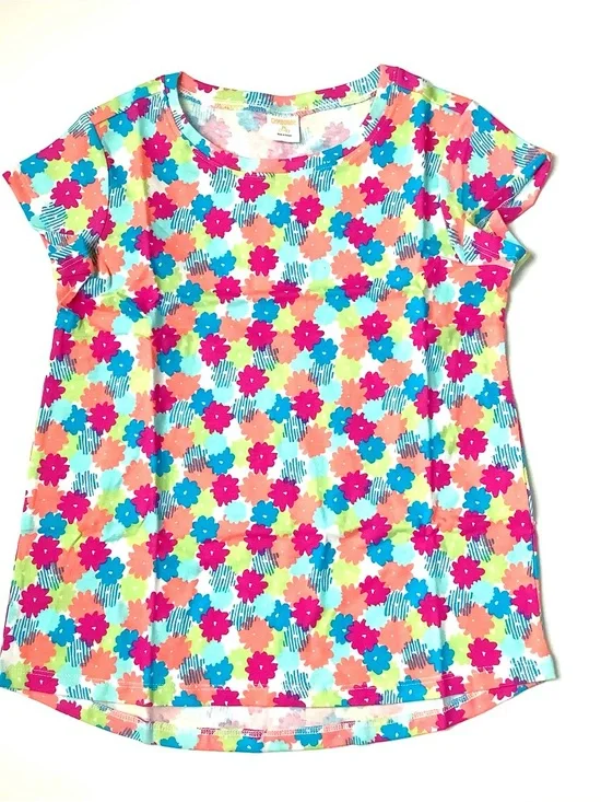 Gymboree Bright Pink Blue Coral Floral Short-Sleeve Tee