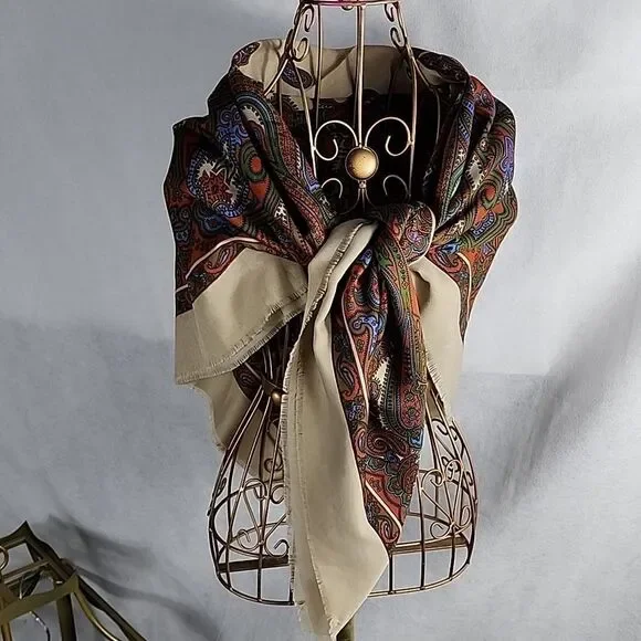 Italian Marco Corsari Square Scarf Eyelash Fringe