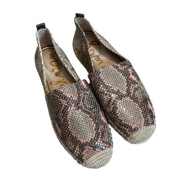 Sam Edelman Khloe Snake-Effect Leather‎ Espadrilles Size 7