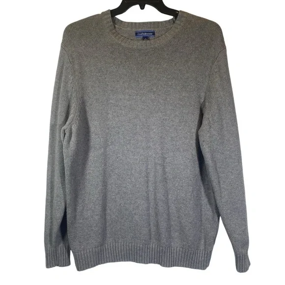 Croft & Barrow Men's size Large Gray crew neck knit sweater long sleeve pull on