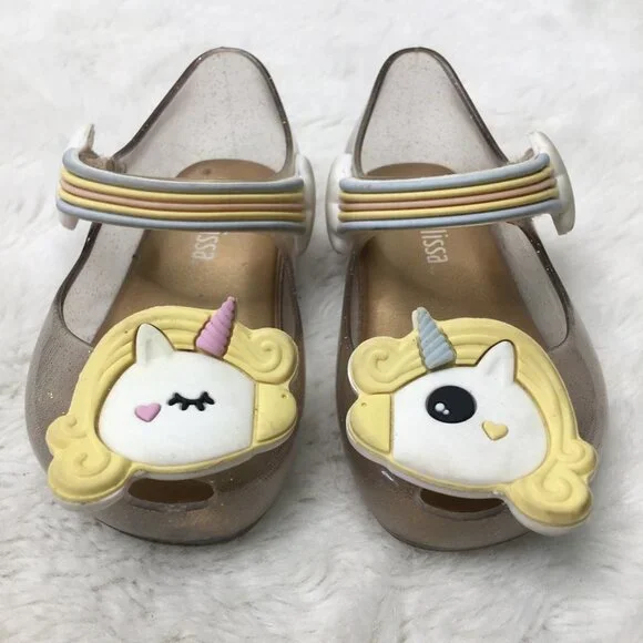 Mini Melissa Little Girls Unicorn Mary Jane Shoes Size 5