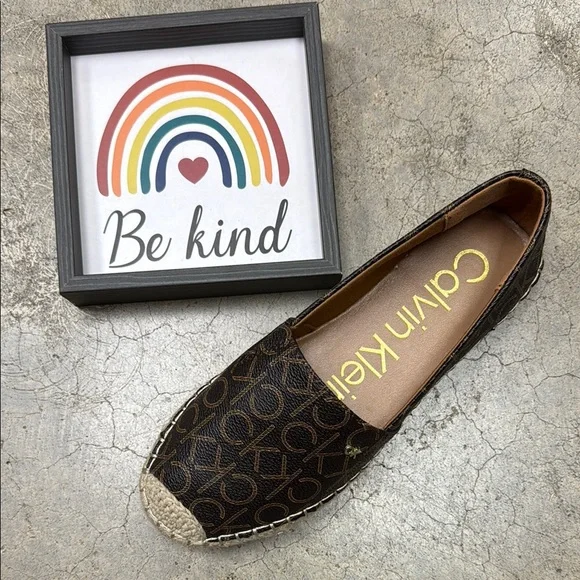 *Calvin Klein Brown Espadrille Slip-On Shoes