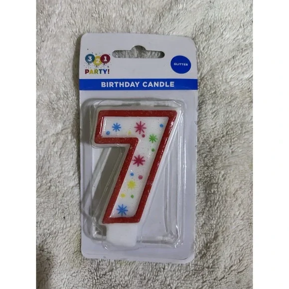 321‎ Party Glitter Birthday Candle 7! New! Seven!