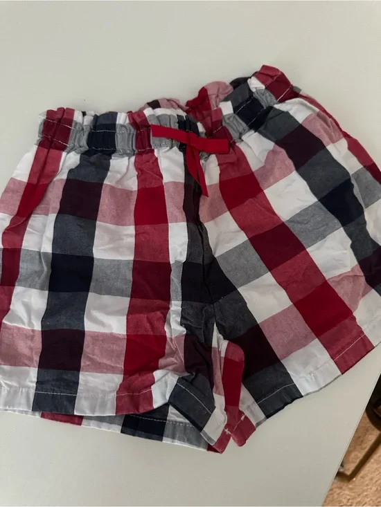 Gymboree Red, Navy & Gray Plaid Elastic-Waist Shorts