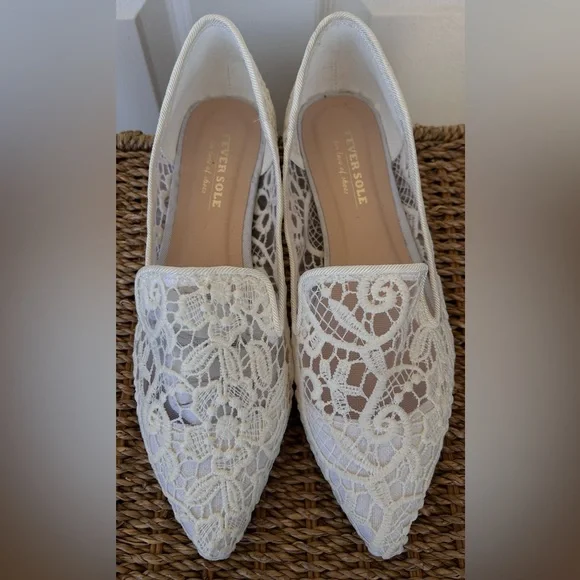 Fever Sole Lace & Mesh Flats Breathable Pointed Toe Size 7.5‎