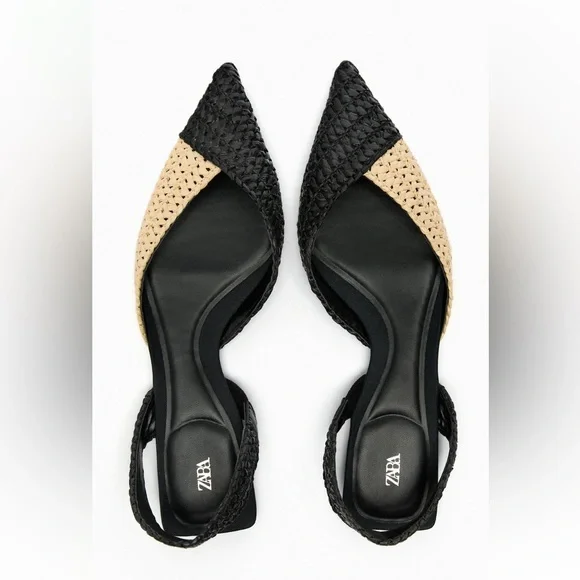 Zara WOVEN RAFFIA SLINGBACK FLATS. Multi-Color. Sizes 6.5, 7.5, 8. New with Tags