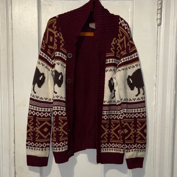 Gymboree Burgundy and White Patterned Kids Sweater