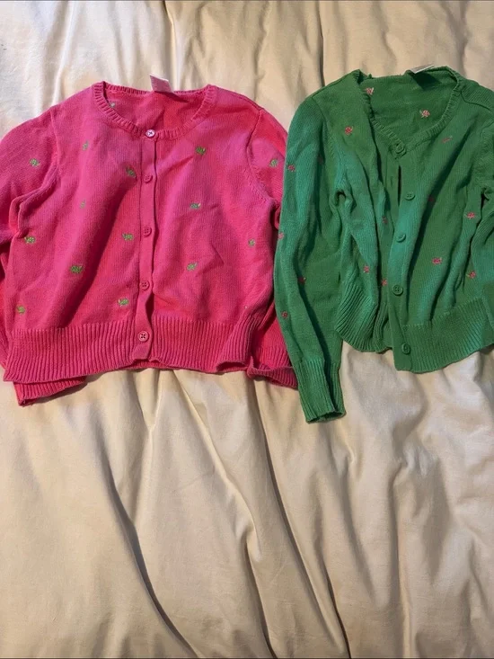 Gymboree Pink and Green Embroidered Button-Front Cardigans