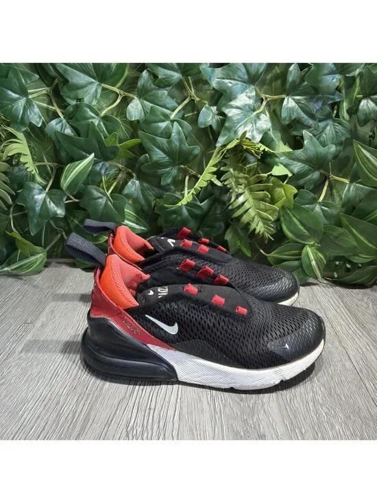 Nike Air Max 270 Kids Black White Mesh Sneakers US 12.5 C AO2372-407 Lace Up