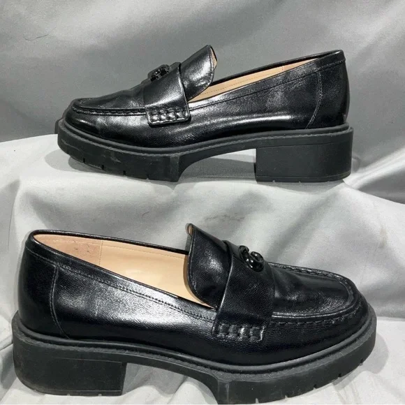 Coach Black Leather Platform Loafers FREE COA