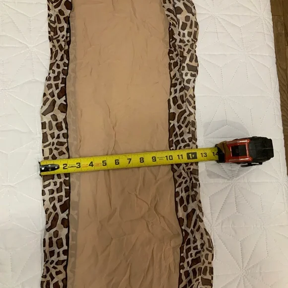 Dennis Basso Tan and Brown Animal Print Scarf