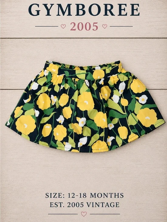 Vintage 2005 Gymboree Floral Skirt 12-18M Baby Girl Cottagecore Y2K