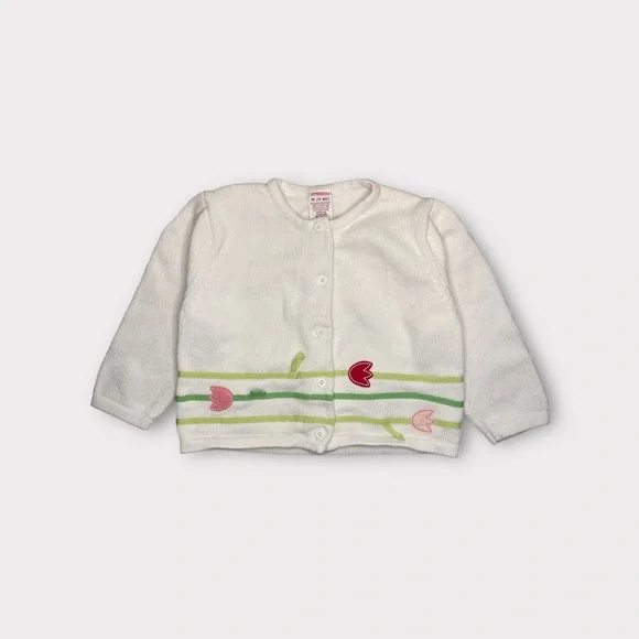Gymboree Vintage 2003 Tulip Applique White Cardigan