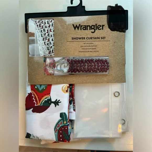 Wrangler Christmas Shower Curtain Set Cowboy Boots