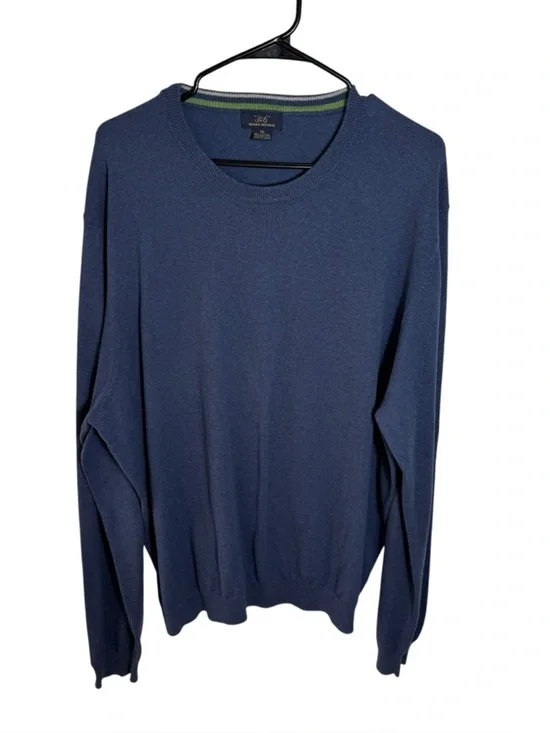 Brooks Brothers 346 Men's XL Cotton Cashmere Sweater Blue Crewneck Lightweight