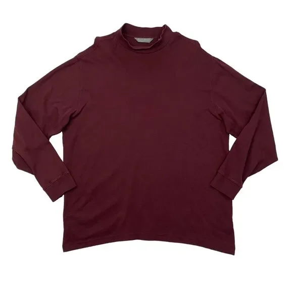 Daniel Cremieux Mock Neck Sweater Mens XL Extra Large Raisin Cotton Lightweight