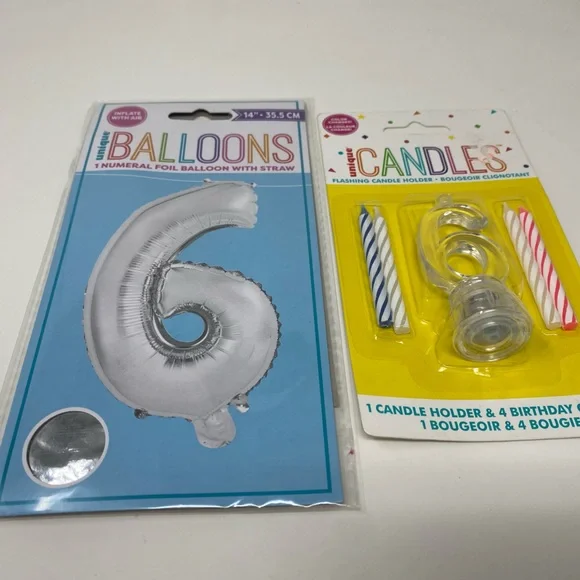 Balloons Cake Candle 6 Year Old Light Up