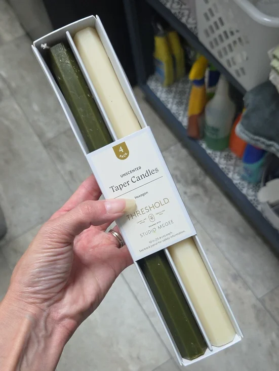 Threshold Olive & Cream Taper Candles - 4-Pack