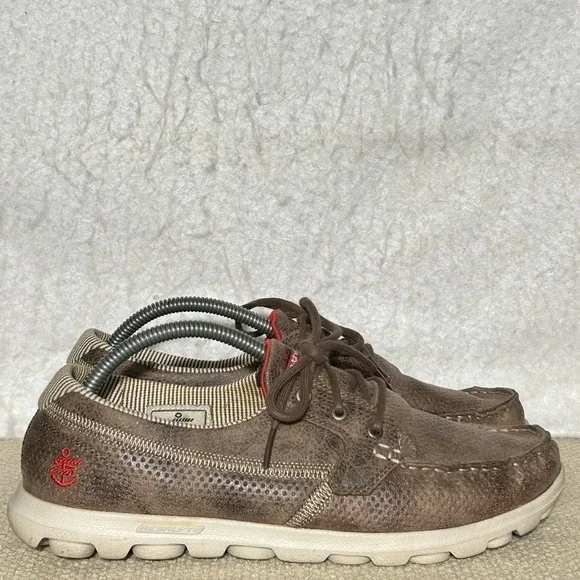 Skechers Womens Brown Gomat GoTech Lace Casual Loafers Shoes SZ US 9