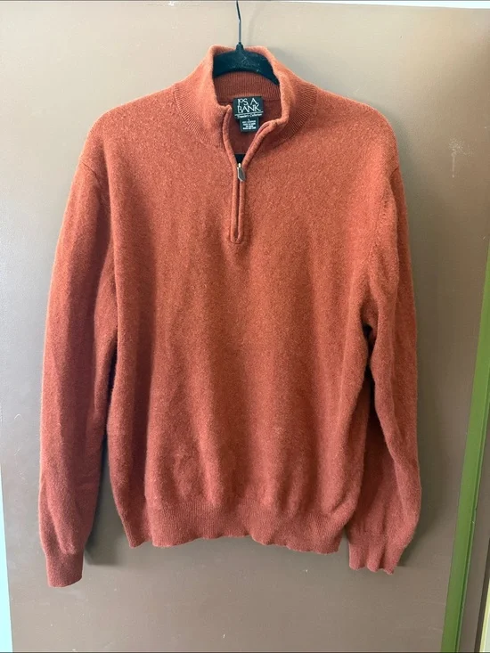 Jos A Bank Traveler’s Collection 100% Cashmere 1/4 Zip Pullover Sweater