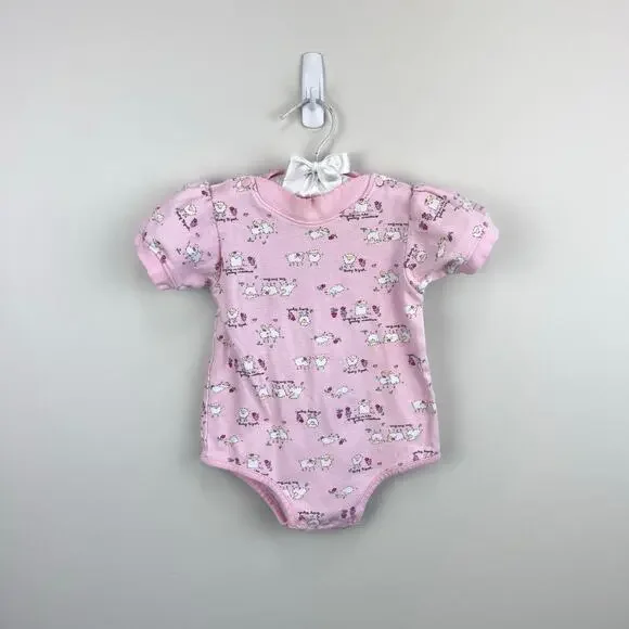 Vintage OshKosh B'gosh Pink Baby Lamb Bodysuit 6-9 Months