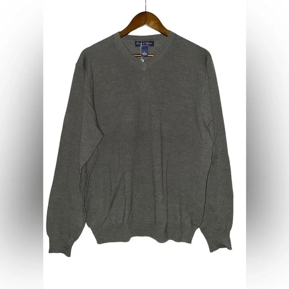 David & Squire Extra Fine Merino Wool Long Sleeve Pullover Sweater‎ NEW Men L